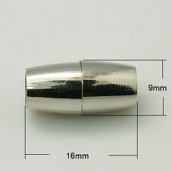 Chiusure magnetiche in ottone con passanti, ovale, platino, 16x9mm, Foro: 6 mm