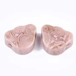 Abalorios de resina, de piedras preciosas de imitación, rosa, 17.5x22.5x10~10.5mm, agujero: 3.5 mm
