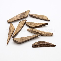 Colgantes de coco chips, coco marrón, 33~40x7~9x4~6mm, agujero: 1 mm, aproximamente 500 unidades / 500 g