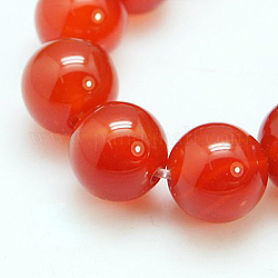 Natural Carnelian Beads Strands, Grade A, Dyed, Round, 14mm, Hole: 1~2mm, 14pcs/strand, 8 inch