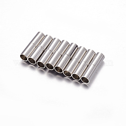 Messing-Magnetverschlüsse mit Klebeenden, Kolumne, Platin Farbe, 18x5 mm, Bohrung: 4 mm