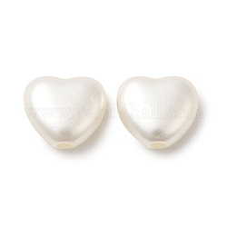 Perles en ABS imitation nacre, cœur, fantôme blanc, 9.5x10.5x5mm, Trou: 1.8mm