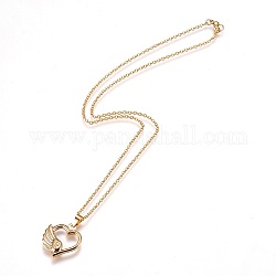 304 in acciaio inossidabile delle collane del pendente, con chiusure moschettone, cuore battente, oro, 17.8 pollice (45.3 cm), 2mm