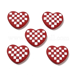 Abalorios acrílicos opacos, con esmalte, corazón con patrón de tartán, rojo, 21x25x5mm, agujero: 1.6 mm
