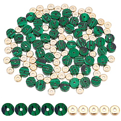 NBEADS about 219 Pcs Heishi Beads Kits, 6mm Malachite Beads Flat Round Loose Beads Heishi Disc Beads with CCB Plastic Beads for Bracelet Necklace Earrings Jewelry Making