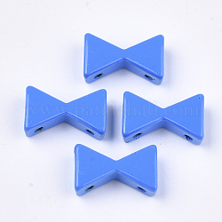 Mehrsträngige Glieder aus sprühlackierter Legierung, für fliesen elastische armbänder machen, Schleife, Verdeck blau, 8x13x4 mm, Bohrung: 1 mm