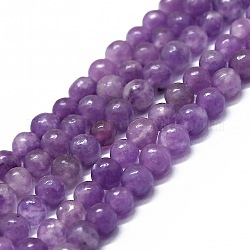 Fili di perle di pietra mica naturale di lepidolite / viola, tondo, 4mm, Foro: 0.7 mm, circa 87pcs/filo, 15.75 pollice (40 cm)