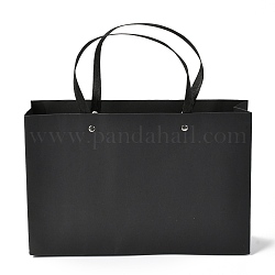 Sacs en papier rectangle, avec poignées en nylon, pour sacs-cadeaux et sacs à provisions, noir, 29x0.4x19 cm