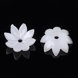 8-Petal ABS Plastic Imitation Pearl Bead Caps, Flower, Creamy White, 10.5x10.5x3.5mm, Hole: 1.5mm