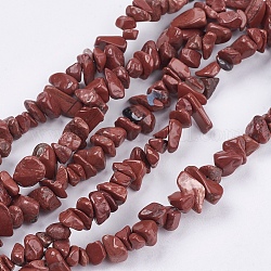 Natürliche rote Jaspis Perle Stränge, Chip, Schamottestein, 4~10x4~6x2~4 mm, Bohrung: 1 mm, ca. 210 Stk. / Strang, 35.4 Zoll