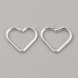 925 anelli di collegamento in argento sterling, cuore, argento, 6.5x8x0.6mm, diametro interno: 4x6.5mm