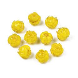 Perles vernissées manuelles, fleur, or, 10~11x11.5~12.5mm, Trou: 1.2mm