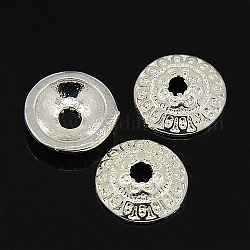 Apetalous Brass Bead Caps, Silver, 14x3mm, Hole: 3.5mm