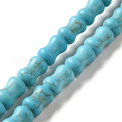 Fili di perline tinte turchesi sintetiche, osso, turchese, 13x8mm, Foro: 1 mm, circa 29pcs/filo, 15'' (38.1 cm)