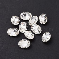 Cabujones de cristal de rhinestone, espalda puntiaguda y espalda plateada, oval, cristal, 14x10x5mm
