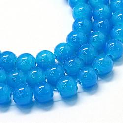 Hornear pintado imitación jade vidrio redondo bolas de cuentas, azul dodger, 6.5mm, agujero: 1.5 mm, aproximamente 145 pcs / cadena, 31.8 pulgada