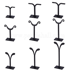 Fingerinspire Black Pedestal Display Stand, Jewelry Display Rack, Earring Tree Stand, Black, 5.8~7x8.5~14.5cm, 3 Stands/Set, 1set