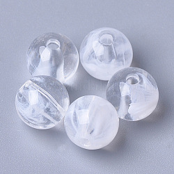 Perles acryliques, pierre d'imitation, ronde, blanc clair, 10x9mm, Trou: 2mm, environ 789 pcs/420 g