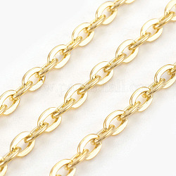 Iron Cable Chains, Unwelded, with Spool, Flat Oval, Cadmium Free & Lead Free, Golden, 5.9x3.9x1mm, about 16.4 Feet(5m)/roll