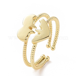 Set di anelli di coppia abbinati a cuore in fusione di ottone stile 2 pz 2, polsini aperti per le donne, oro, diametro interno: 16mm, 1pc / style