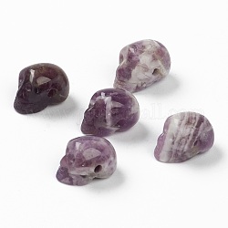 Perles de quartz améthyste naturel, crane, 17.5~18.5x11~12.5x12~13mm, Trou: 1.7~2mm