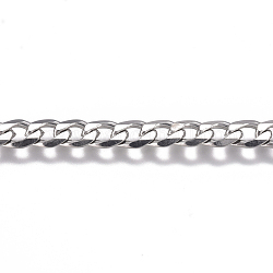 201 cadenas de eslabones cubanos de acero inoxidable, cadenas de bordillo gruesas, sin soldar, color acero inoxidable, 5.5x4x1mm