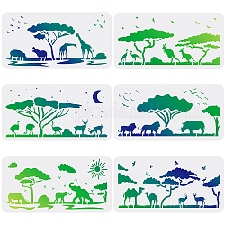 Fingerinspire 6 pz animali stencil modello 5.9x11.8 pollici di plastica animali selvatici disegno stencil leone giraffa elefante rinoceronte stencil riutilizzabili per la pittura su legno, pavimento, parete e piastrella