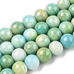 Undurchsichtige, runde Perlenstränge aus Crackle-Glas, nachgemachte Steine, Runde, dunkles Seegrün, 10 mm, Bohrung: 1.5 mm, ca. 80 Stk. / Strang, 30.31~31.10 Zoll (77~79 cm)