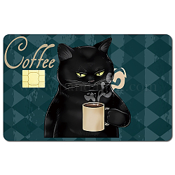 PVC プラスチック防水カード ステッカー  銀行カードの装飾用の粘着カードスキン  長方形  猫の形  186.3x137.3mm