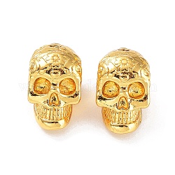 Brass Beads, Skull, Golden, 11x8x6mm, Hole: 1.6mm