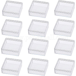 Пластиковые бисера контейнеры, квадратный, прозрачные, 5x5x2 см, Внутренний диаметр: 4.5x4.5 cm, 15 шт / коробка
