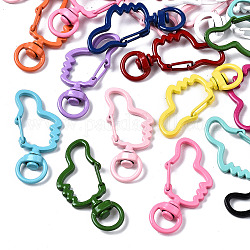 Spray Painted Eco-Friendly Alloy Swivel Snap Hooks Clasps, Cadmium Free & Nickel Free & Lead Free, Wing, Mixed Color, 43x21x6mm, Hole: 5x9mm
