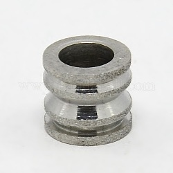 Stainless Steel Large Hole Column Textured Beads, Grooved Beads, Stainless Steel Color, 10x9mm, Hole: 6mm