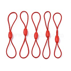 Ficelle élastique, avec boucle en perles de silicone, pour étiquettes suspendues, cartes, clés, rouge, 65~78x1mm