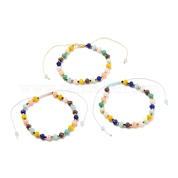 Регулируемые нейлоновые нити плетеные браслеты из бисера, со стеклянными бусинами, граненые, рондель и куб, разноцветные, внутренний диаметр: 2~3-7/8 дюйм (5~10 см)
