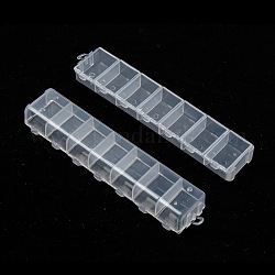 Plastic Bead Containers, Flip Top Bead Storage, Jewelry Box for Nail Art Decoration, Rectangle, 7 Compartments, about 3.3cm wide, 15.5cm long, 1.8cm high
