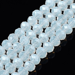 FilI di perline in vetro placcato, perle di imitazione giada, lustro di perla placcato, sfaccettato, rondelle, chiaro, 6x5mm, Foro: 1 mm, circa 85~88pcs/filo, 16.1~16.5 pollice (41~42 cm)