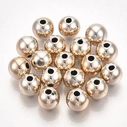 UV Plating ABS Plastic Beads, Round, Rose Gold Plated, 7.5~8x7mm, Hole: 2mm