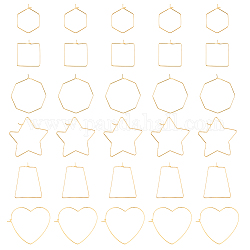 スーパーファインディング 36 個 6 スタイル 18 k ゴールドフープピアス六角ビーズフープハートイヤリングフープチャーム幾何学的なピアスフック八角形ワイングラスチャーム女性のためのジュエリーメイキング