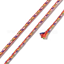 Cordón trenzado de joyería de poliéster de cinco tonos, redondo, colorido, 1.5mm, alrededor de 87.49 yarda (80 m) / rollo