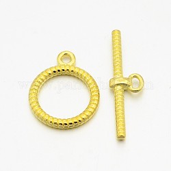 Tibetan Style Toggle Clasps, Lead Free & Cadmium Free, Golden, Ring: 16x2mm, Hole: 2.5mm, Bar: 27x7.5mm, Hole: 2.5mm