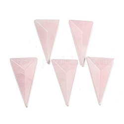 Ciondoli quazo rosa naturale, sfaccettate charms triangolo, 42~49.5x24.5~27.5x7~9.5mm, Foro: 1.2 mm