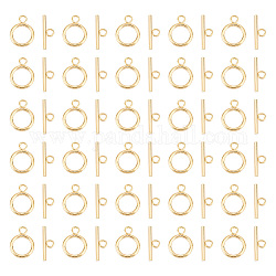 Unicraftale 30 Sets 304 Stainless Steel Toggle Clasps, Ring, Real 18K Gold Plated, Ring: 18.5x13.5x2mm, Hole: 3mm, Bar: 20x7x2mm, Hole: 3mm