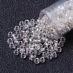 12/0 Grade A Transparent Silver Lined Round Glass Seed Beads, Clear, 2x1.5mm, Hole: 0.5mm, about 5000pcs/50g
