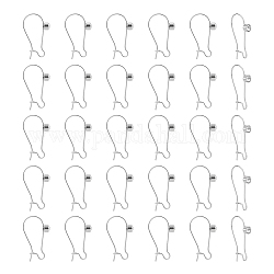 Unicraftale 30Pcs 304 Stainless Steel Hoop Earrings Findings, Kidney Ear Wires, with Clear Cubic Zirconia, Stainless Steel Color, 24x14mm, Pin: 0.7mm