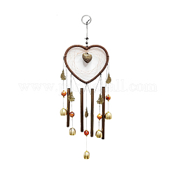 Carillons éoliens en tube métallique, décorations de pendentif de cloche, avec l'alliage breloque, cœur, 550~63 0x160~170 mm