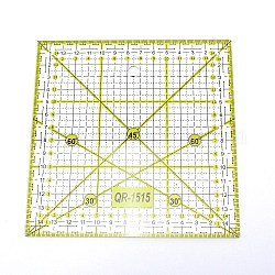 Стеганая акриловая линейка, шаблоны квадратной формы, с запатентованными двухцветными линиями сетки для легкой и точной резки, желтые, 151x151x2.5 мм