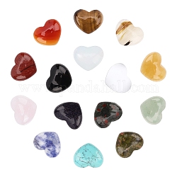 Cabujones de piedras preciosas sunnyclue, corazón, 15x18x6mm, 15 materiales, 1pc / material, 15 unidades / caja