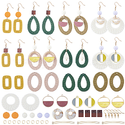 Ensembles de fabrication de boucles d'oreilles pendantes Sunnyclue DIY, y compris les pendentifs acryliques et les perles de boule, Perle en bois, crochets de boucle d'oreille en laiton et anneaux de saut et épingles, couleur mixte, 108 pcs /sachet 