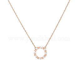 Collane con ciondolo ad anello con zirconi cubici, 925 collana in argento sterling, oro roso, 15.75 pollice (40 cm)